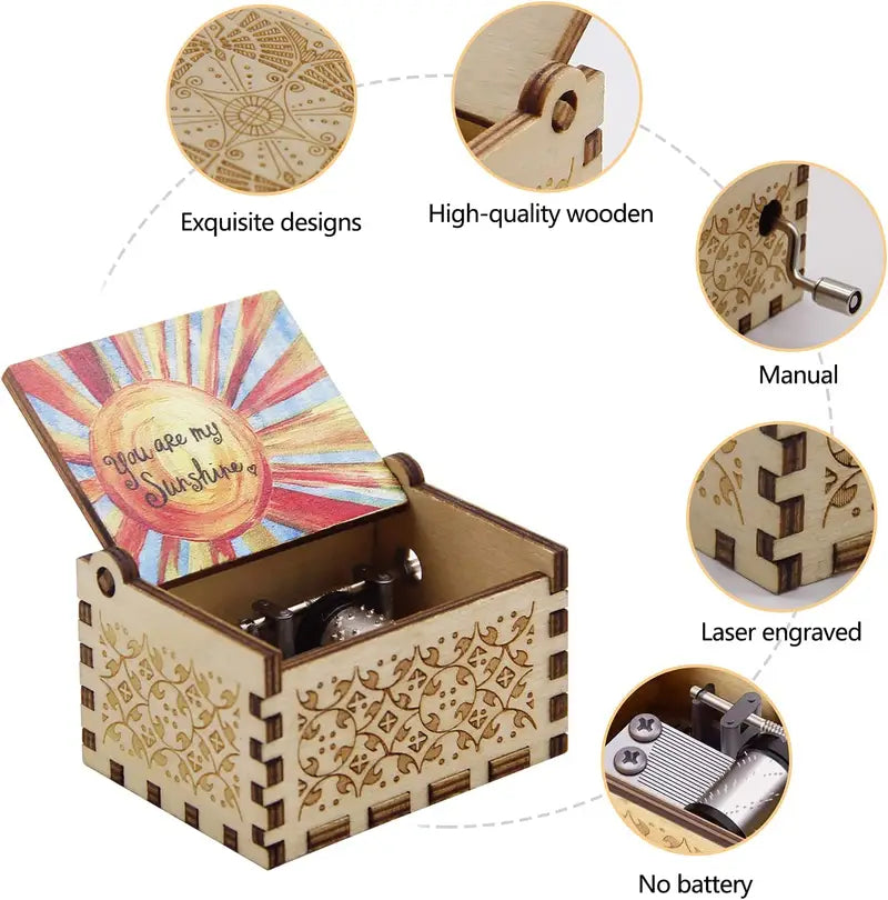Vintage Laser Engraved Music Box - Perfect Gift Idea