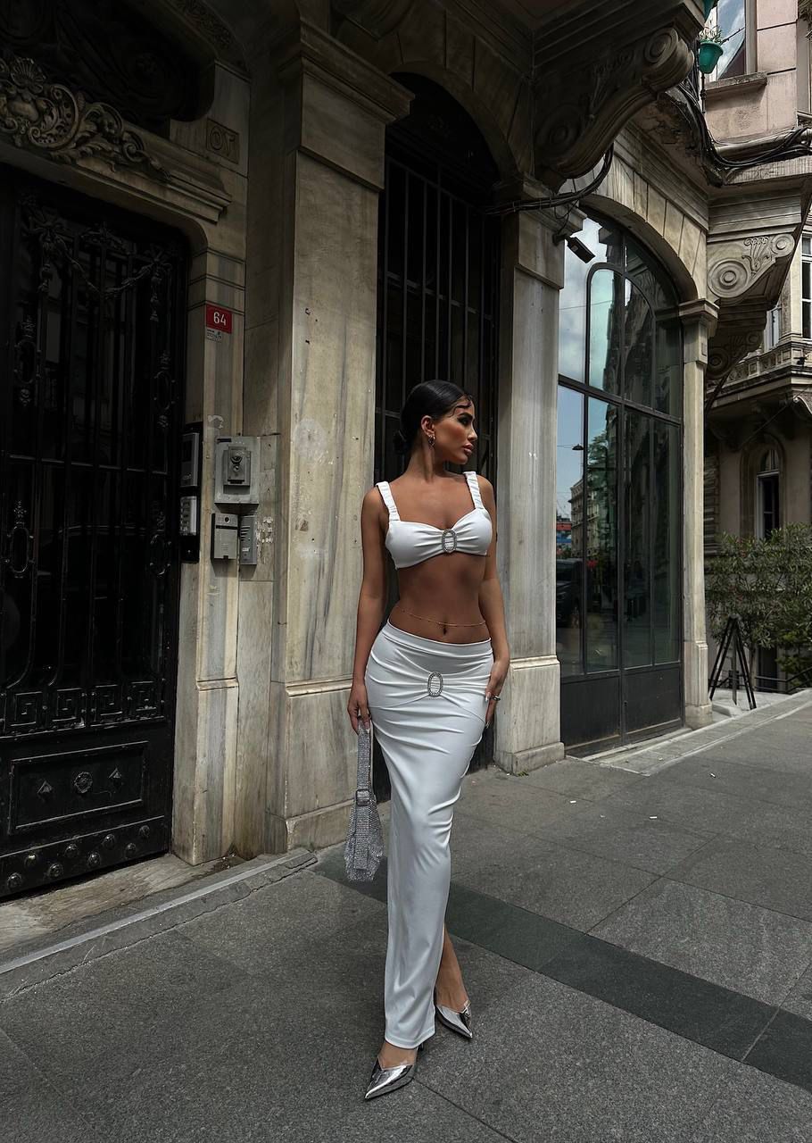 white elegant set 2 pcs - Beyaz elegant set