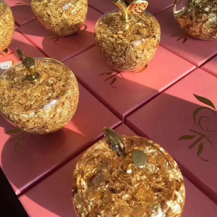 Plush Apple Decor with Gold Foil for Christmas