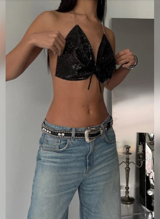 Shining crop top - cool and sexy - Adjustable tie-back closure