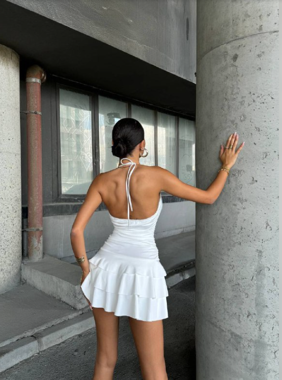Ruched Ruffle Mini Dress – Sexy Bodycon Party Dress | Backless Cocktail Outfit