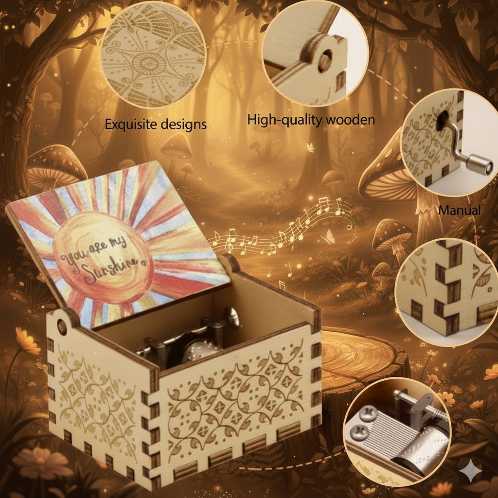 Vintage Laser Engraved Music Box - Perfect Gift Idea