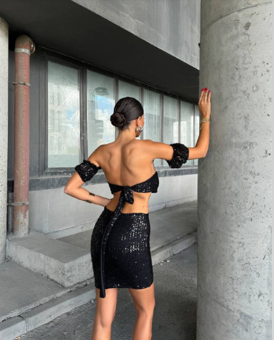 Black sequin dress