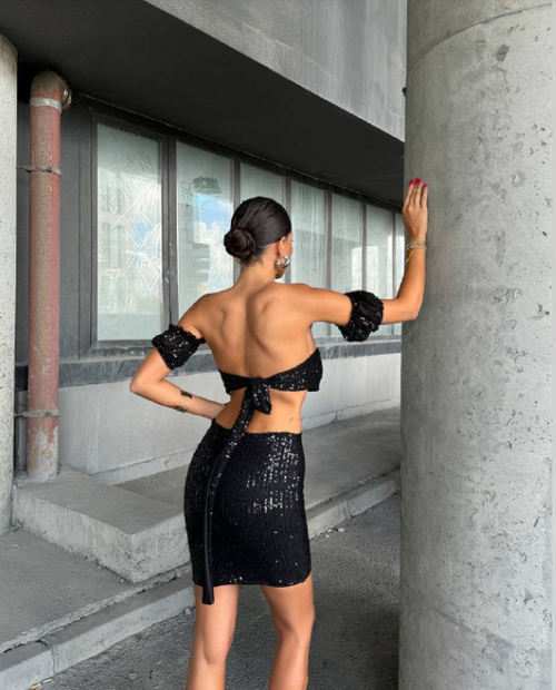 Black sequin dress